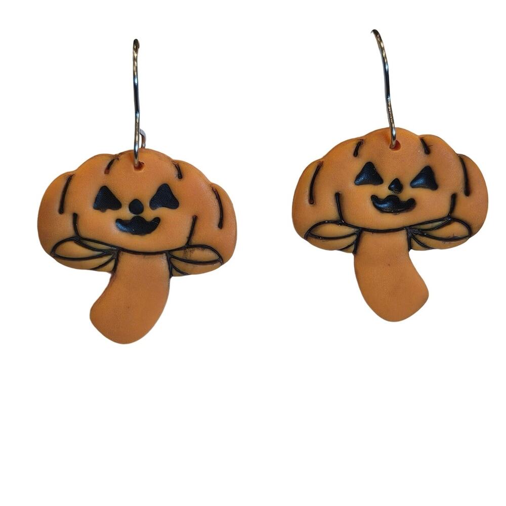 Pumpkin Mushroom Earrings Halloween Fall Polymer‎ Clay Handmade